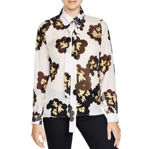 Cynthia Rowley Tie Neck Printed Blouse
